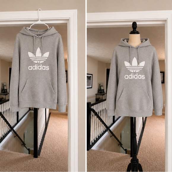 adidas Tops - Adidas Trefoil Hooded Sweatshirt - Gray
